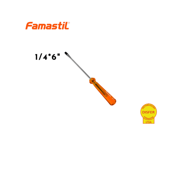 Chave de Fenda Cromo Vanádio Imantada 1/4x6" - 6x150mm - Famastil