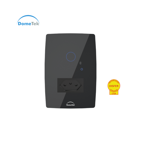 Interruptor Inteligente 1 PAD + 1 Tomada 20A Wifi 4x2 Preto - Dometek