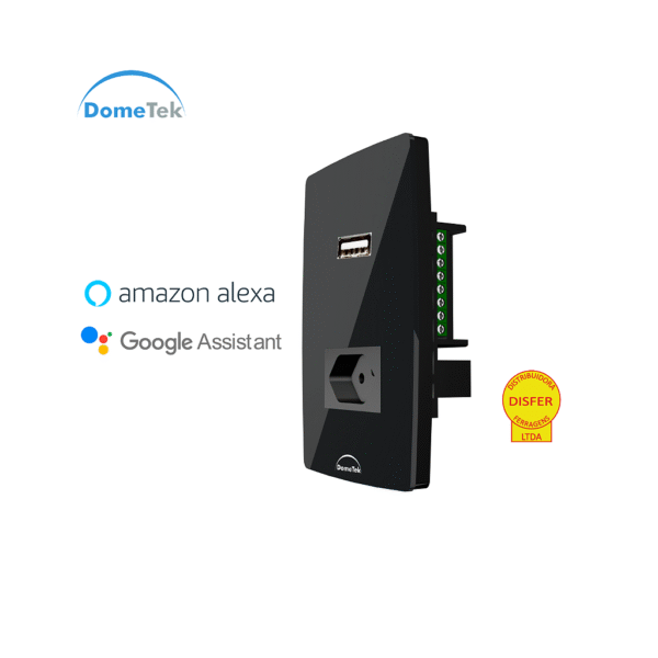 Tomada Simples 20A + 1 USB c/ Placa 4x2 Preta - Dometek