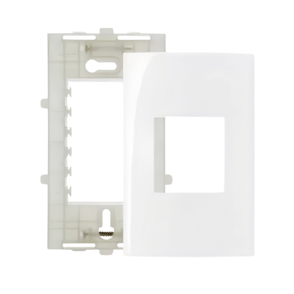 Placa 4x2 + Suporte 2 Postos Horizontais Linha Sleek Branca - Margirius