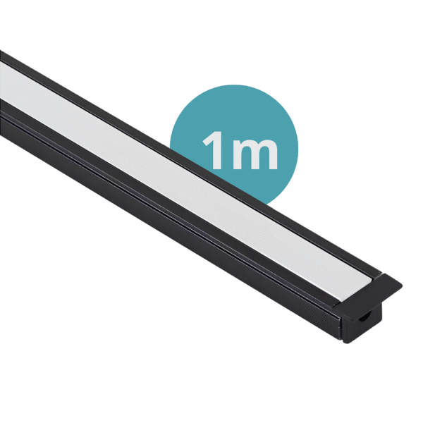 Perfil para Fita LED de Embutir Baby 1m Preto 10x14mm - Gaya