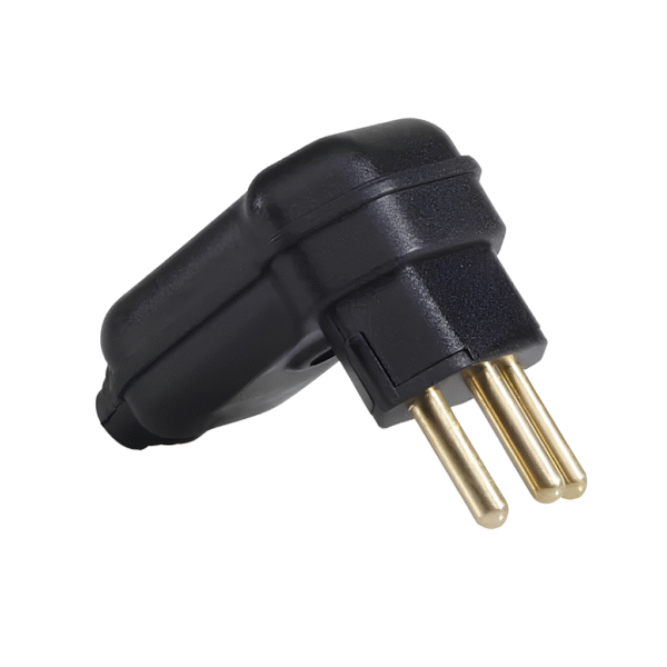 Plugue Macho 2P+T 20A 90° Preto - Margirius