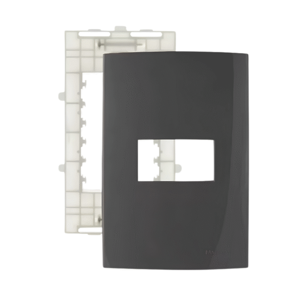 Placa 4x2 + Suporte 1 Posto Horizontal Linha Sleek Grafite - Margirius