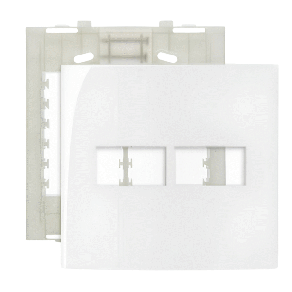 Placa 4x4 + Suporte 2 Postos Horizontais Linha Sleek Branca - Margirius