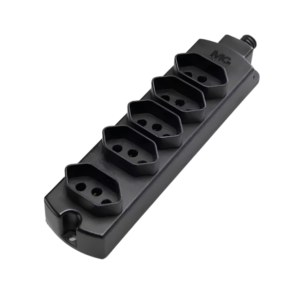 Tomada em Barra Múltipla 2P+T 20A Quintúpla Preta - Margirius