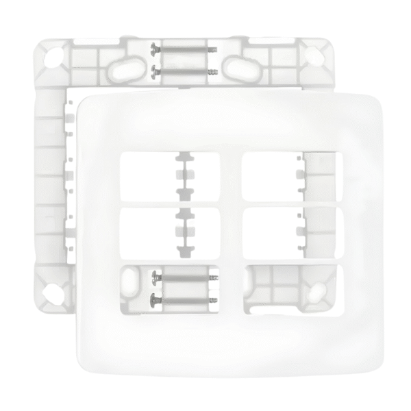 Placa 4x4 + Suporte 6 Postos Horizontais Linha B3 Branca - Margirius