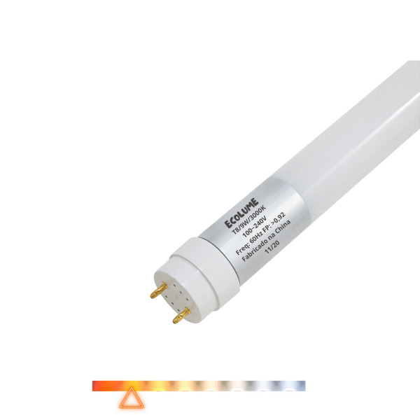 Lâmpada Tubular LED T8 9W 3000K 900lm G13 Bivolt – Ecolume