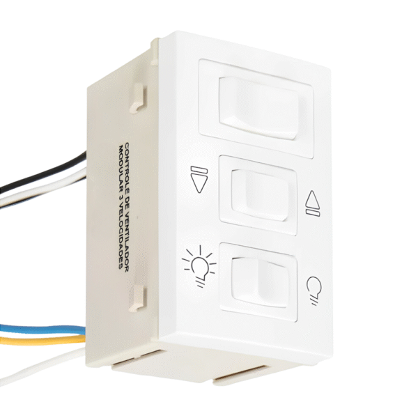 Controle de Ventilador Modular 3 Velocidades 127V Branco - Linha Sleek - Margirius