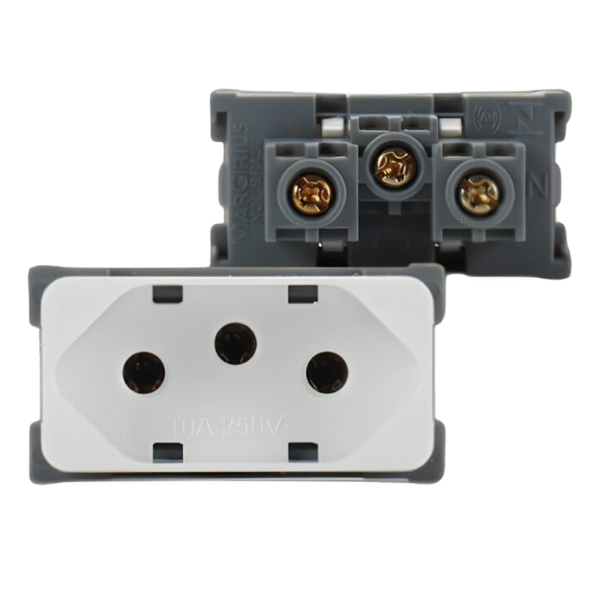 Módulo Tomada 2 Pinos + Terra 10A Linha B3 Branco - Margirius