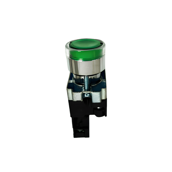 Botão Pulsante Metálico Verde Luminoso 220V 1NA - Lukma BW3361
