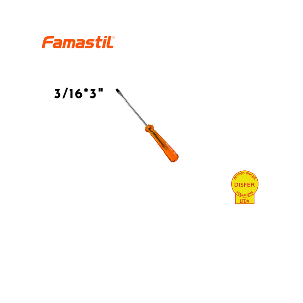 Chave de Fenda Cromo Vanádio Imantada 3/16x3" - 5x75mm - Famastil