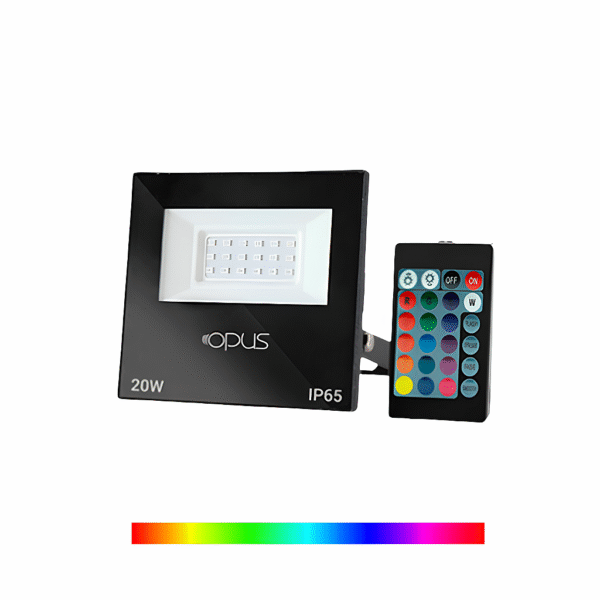 Refletor LED PRO Color 20W RGB c/ Controle IP65 Bivolt - Opus
