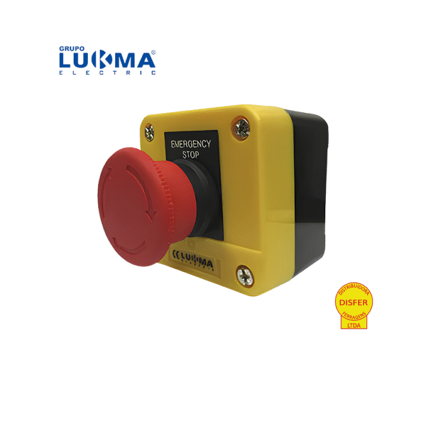 Botoeira de Emergência com Caixa Amarela de Sobrepor Gira Destrava 1NF - Lukma XAL J174