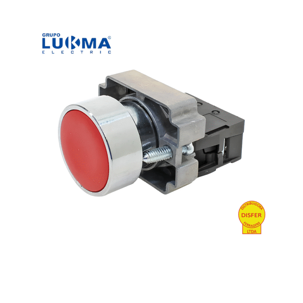 Botão Pulsante Metálico Vermelho 1NF - Lukma BA42