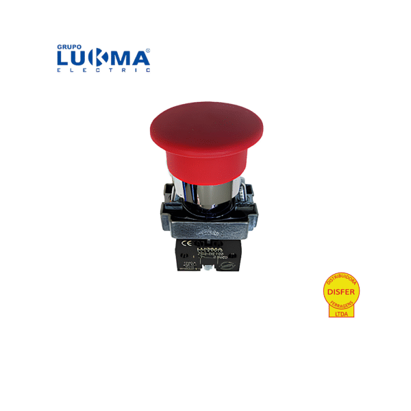 Botão Cogumelo 40mm BC42 Vermelho Sem Retenção 1NF - Lukma
