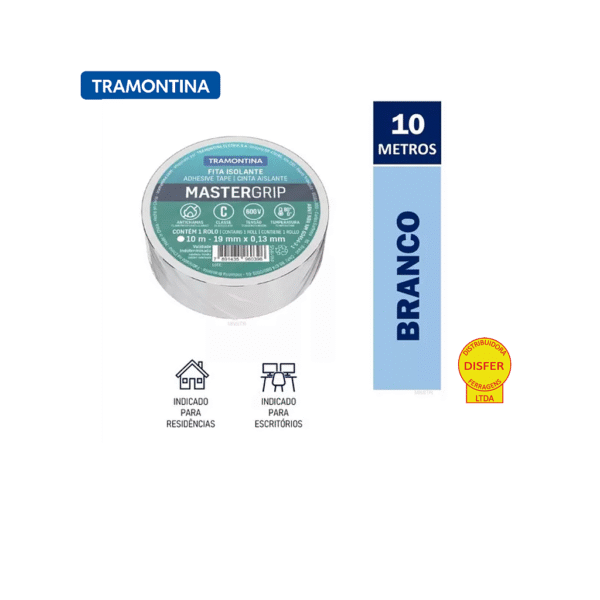 Fita Isolante Mastergrip 19mmx10m Branca - Tramontina