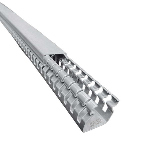 Canaleta Recorte Aberto PVC 30x30mm 2 Metros Cinza – Dutoplast