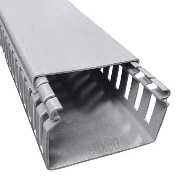 Canaleta Recorte Aberto PVC 80x50mm 2 Metros Cinza – Dutoplast