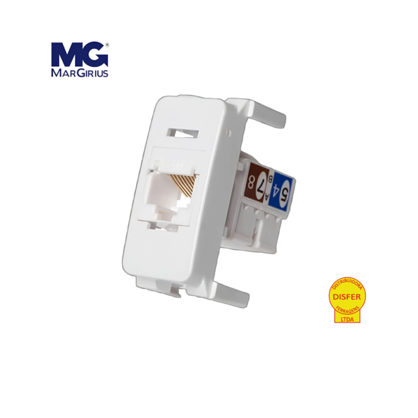 Módulo Tomada RJ45 Cat5e Linha B3 Branca - Margirius