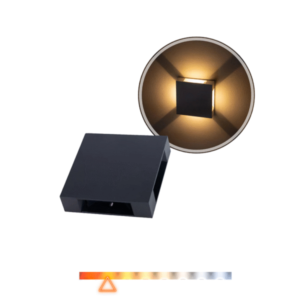 Arandela LED Slim 4 Fachos Ajustáveis 6w 3000K 360lm Preto - Pix