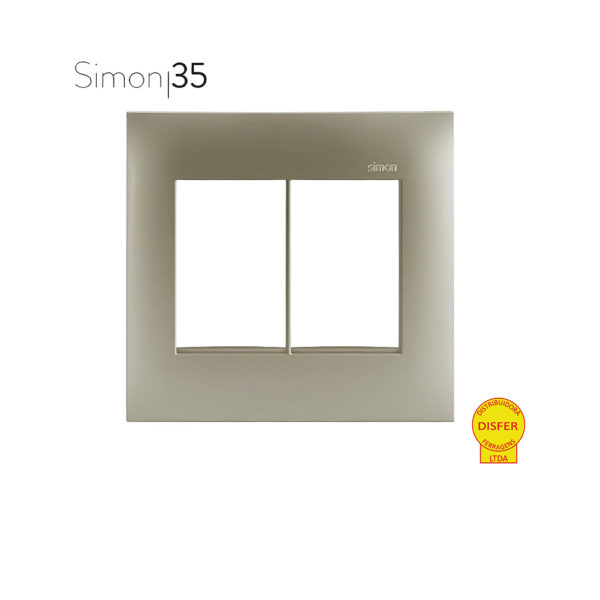 Placa 4x4 3+3 Postos Champagne - Linha Simon 35/30