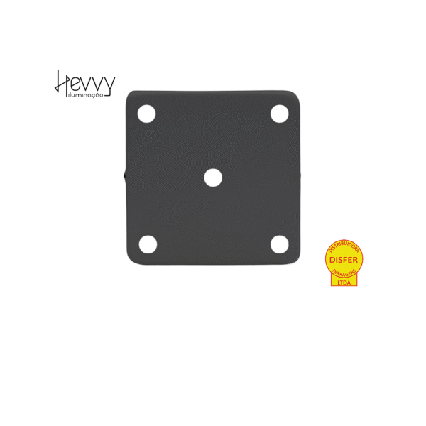 Kit Canopla para Plafon c/ Cabo Quadrado Preto - Hevvy