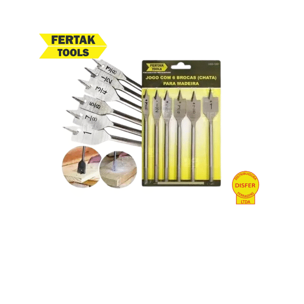 Jogo de Brocas Chatas 6 peças - Fertak