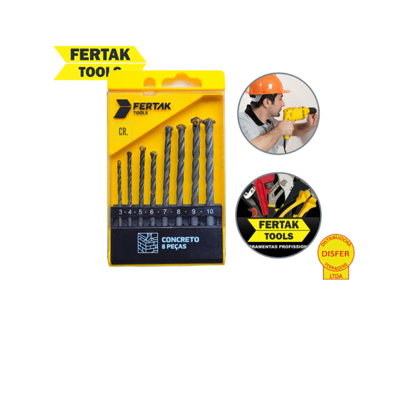 Jogo de Brocas para Concreto 8 peças - Fertak