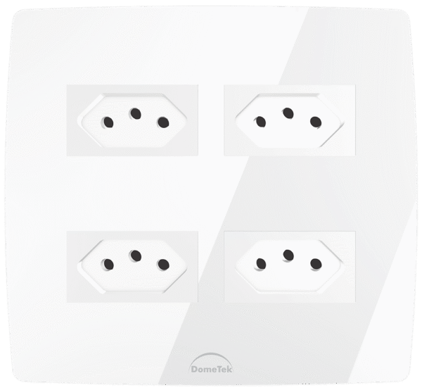 Tomada Quádrupla 20A c/ Placa 4x4 Branca - Dometek