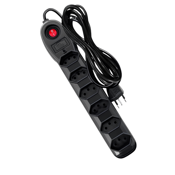 Filtro de Linha 6 Tomadas 2P+T com Cabo de 3 Metros – Megatron