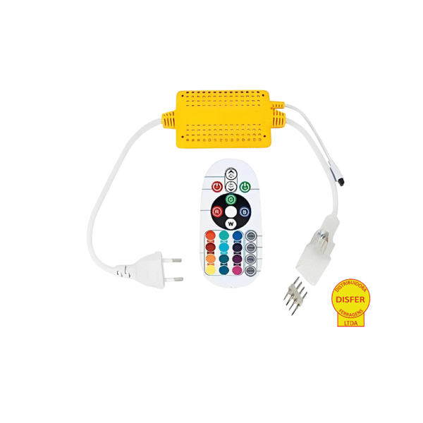 Kit Controle + Cabo Conector com Plug para Fita LED RGB – Opus