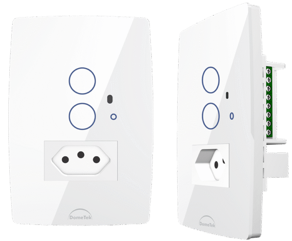 Interruptor Inteligente 2 PADs + 1 Tomada 20A Wifi 4x2 Branco - Dometek