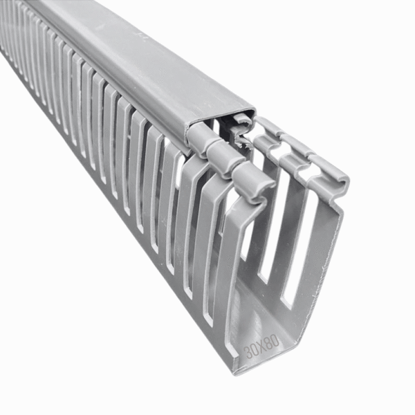 Canaleta Recorte Aberto PVC 30x80mm 2 Metros Cinza – Dutoplast