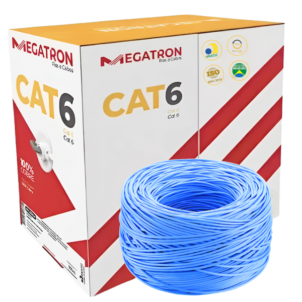 Cabo de Rede LAN 4P Cat 6 U/UTP Azul – 305 metros – Megatron