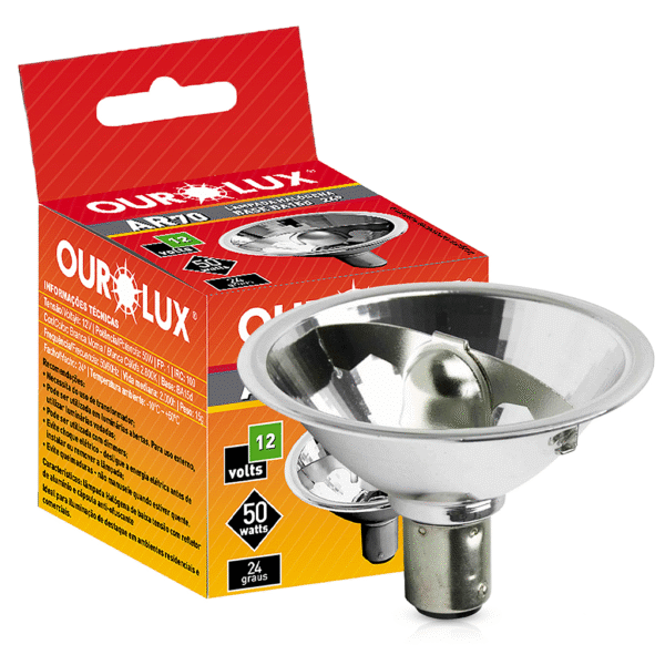 Lâmpada Halógena AR70 12V 50W BA15d - Ourolux