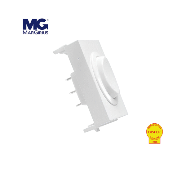 Módulo Interruptor Pulsador para Equipamentos 3 Posições (Liga-Desliga-Liga) Branco - Linha Sleek - Margirius