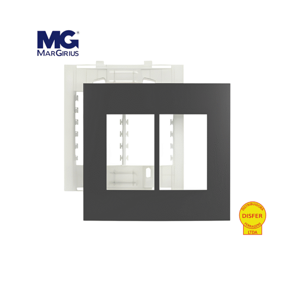 Placa 4x4 + Suporte 6 Postos Horizontais Linha Sleek Grafite - Margirius