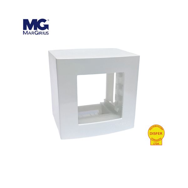 Caixa de Sobrepor com Suporte 2 Postos Branco - Linha Sleek - MarGirius