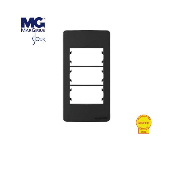 Placa para Condulete 1" 3 Postos Preta – Linha Sleek - MarGirius