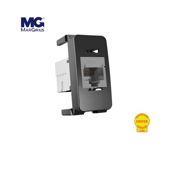 Módulo Tomada RJ45 Cat6 Linha B3 Preto - Margirius