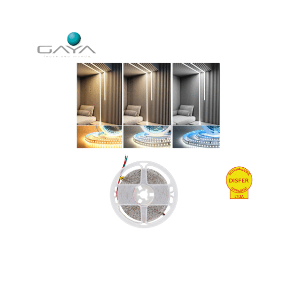 Fita LED Multi Temperatura de Cor 5m 9 a 18w/m até 1700lm/m 168 LEDs/m 12Vdc - Gaya
