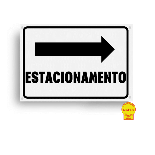 Placa Indicativa de PVC 20x15 "Estacionamento à Direita" – Centurião