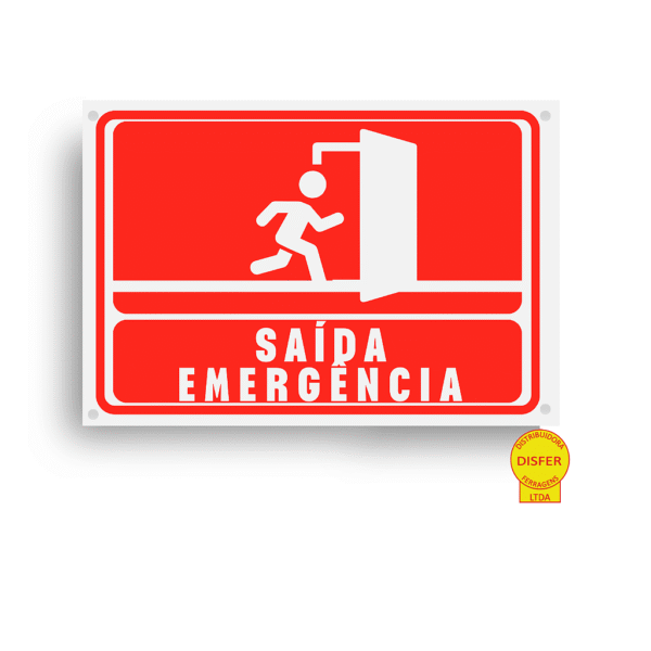 Placa Indicativa de PVC 20x15 "SAÍDA DE EMERGÊNCIA" – Centurião