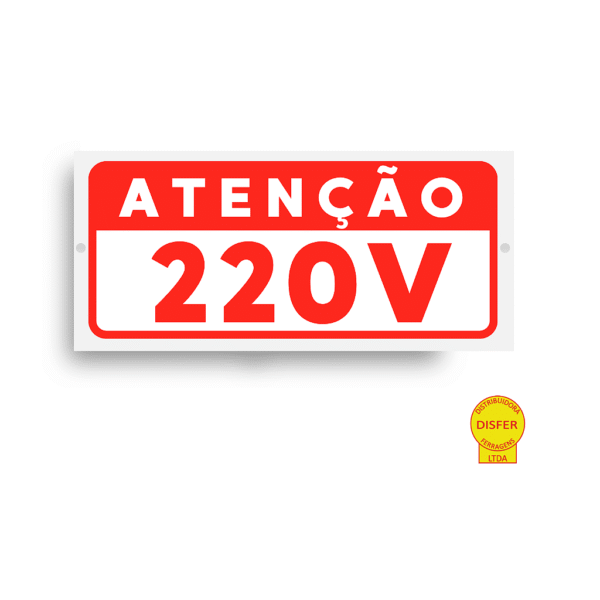 Placa Indicativa de PVC 11x05 "220V" – Centurião
