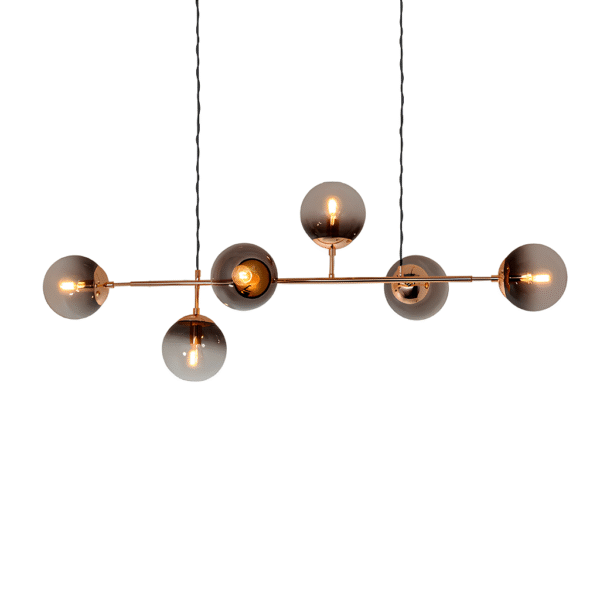 Pendente Ortus para 6 Lâmpadas E14 Aluminio Smoky/Gold - HEVVY SL-5988/H6