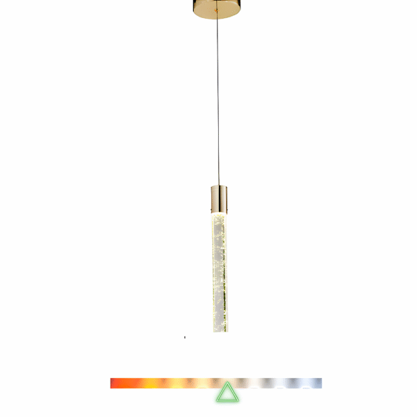 Pendente LED Austin Cilíndrico 4000K 5W 350lm Bivolt Ø04x36cm Vidro e Metal Transparente e Dourado - Hevvy SL-5837L/H1 4K