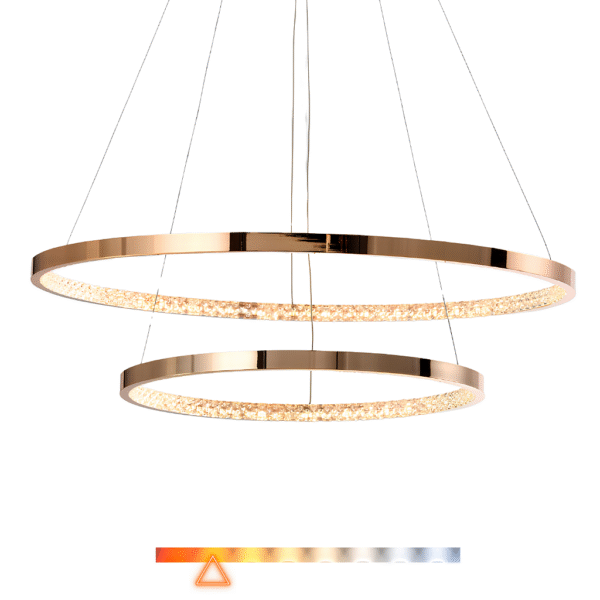 Pendente LED Milano 2 Anéis 32W Luz Amarela 3000K 3200lm Gold- Hevvy SL-0515/H2