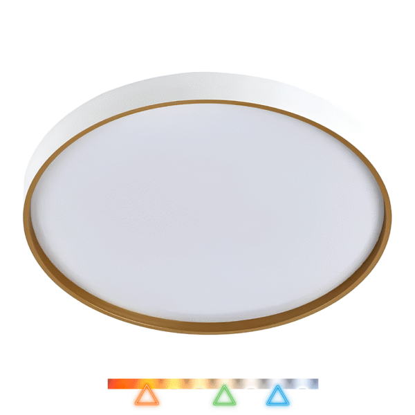 Plafon LED Toronto Redondo Branco com Dourado Ø26cm 18w 1500lm Multitemperatura Luz Quente/Neutra/Fria - Hevvy LY-8798AS-BC+DR