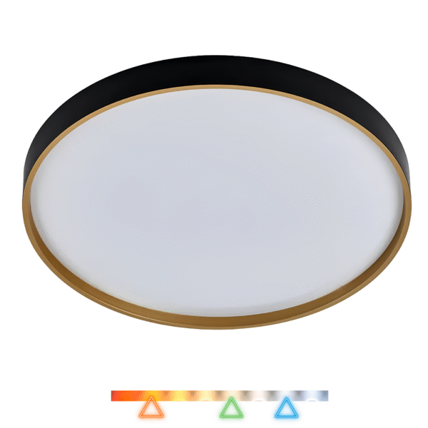 Plafon LED Toronto Redondo Preto com Dourado Ø26cm 18w 1500lm Multitemperatura Luz Quente/Neutra/Fria - Hevvy LY-8798AS-PT+DR