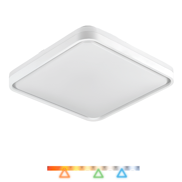 Plafon LED Vontae 43cm 48w 3840lm Multitemperatura Luz Amarela/Neutro/Branco Quadrado - Branco Hevvy LY-8809BM